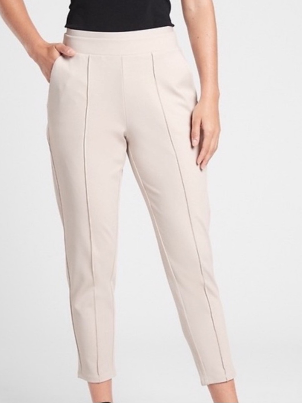 ATHLETA Venice Pintuck Pant in Cream size Large Tall